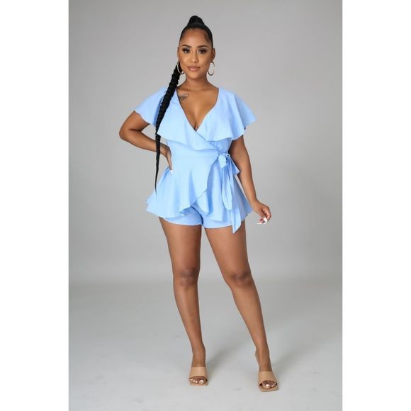 Blue Ruffled Romper - Picture 4 of 11